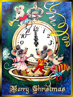 新的一年老鼠和老鼠的多彩明信片 2024. 免费，美丽的生活圣诞贺卡在鼠标的一年
