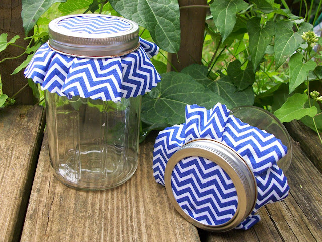  blue chevron jam jar covers