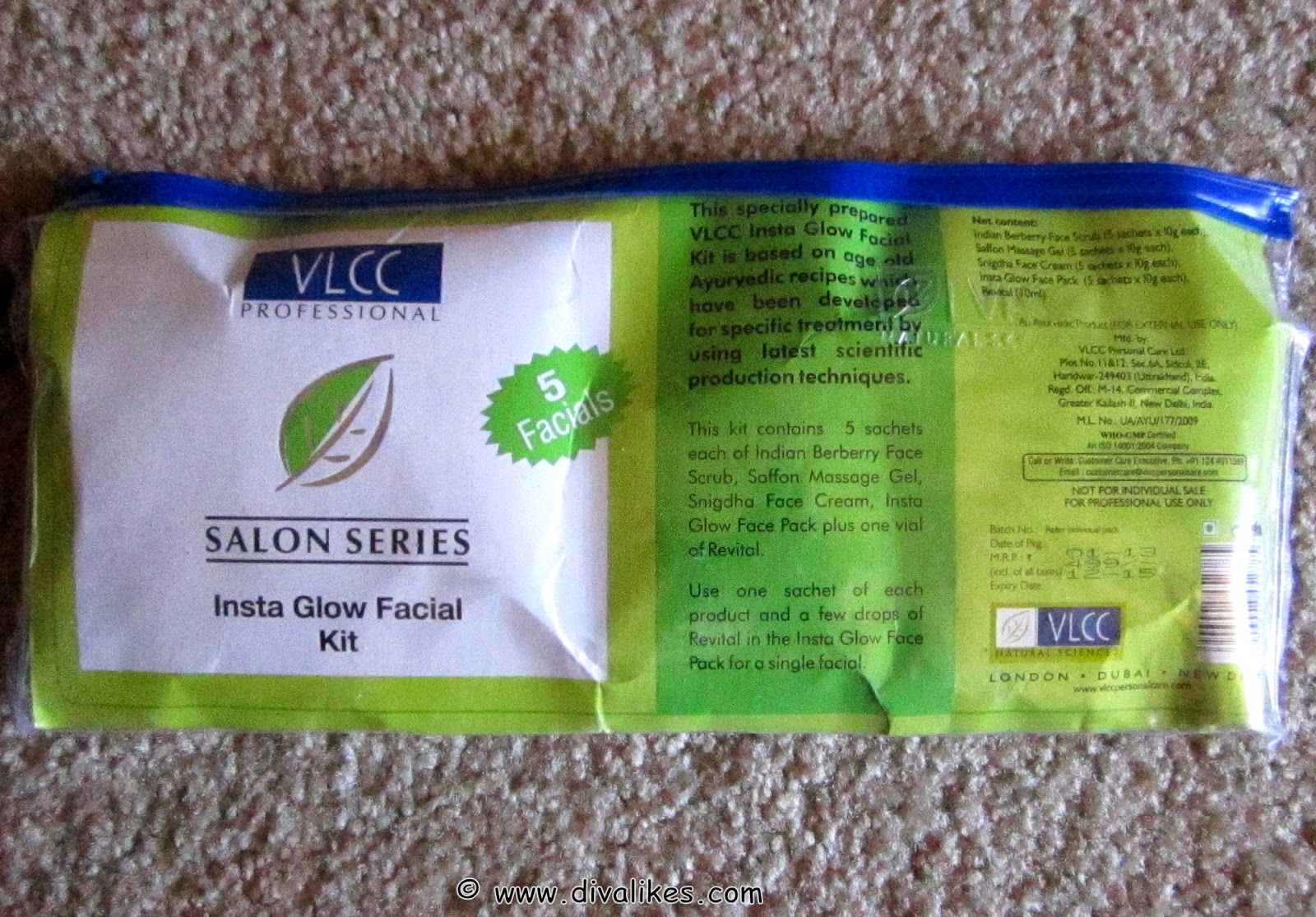 VLCC Professional Salon Series Insta Glow Facial Kit Review Diva Likes