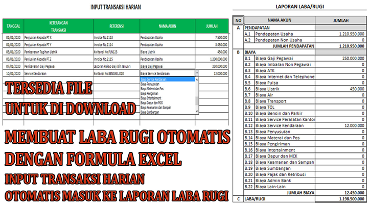 Template Excel Untuk Transaksi Harian dan Untuk Membuat Laporan Laba ...
