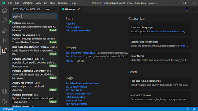 Configurer VSCode pour programmer et déboguer Python sur PiStorms