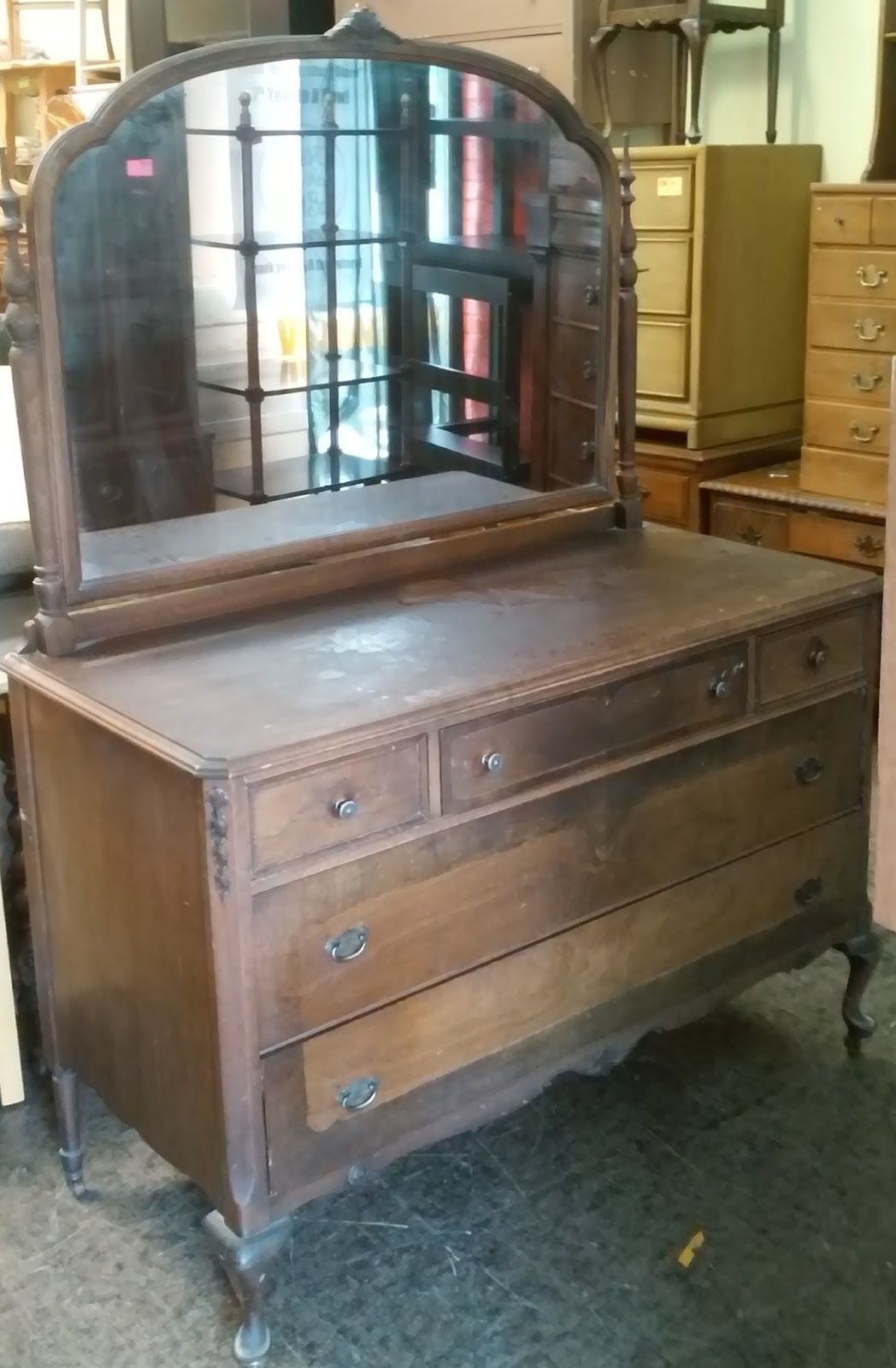 UHURU FURNITURE & COLLECTIBLES SOLD Depression Era Dresser with Mirror