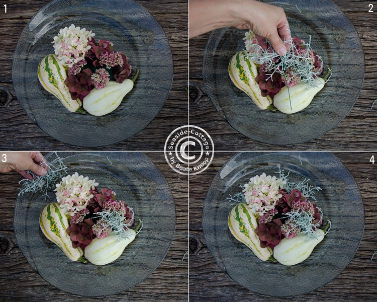 DIY Schritt-für-Schritt Anleitung: Herbstliches Gesteck mit Kürbissen und Ziermais Tischdeko Herbstgesteck Anleitung