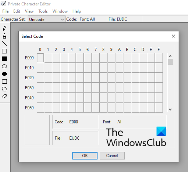 Charmap en Eudcedit ingebouwde tools van Windows 10