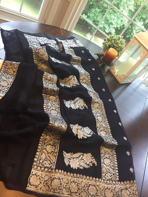 Pure Georgette Chiffon designer sarees price 5100 Rs.