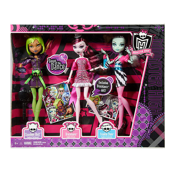 Bundle of 3 Monster High® Dolls (Clawdeen Wolf™ & Frankie Stein™ &  Draculaura™) 