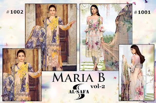 Al Safa Maria b 2 Cambric Cotton pakistani Suits wholesaler