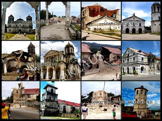 Churches in Bohol damaged by the October 2013 earthquake