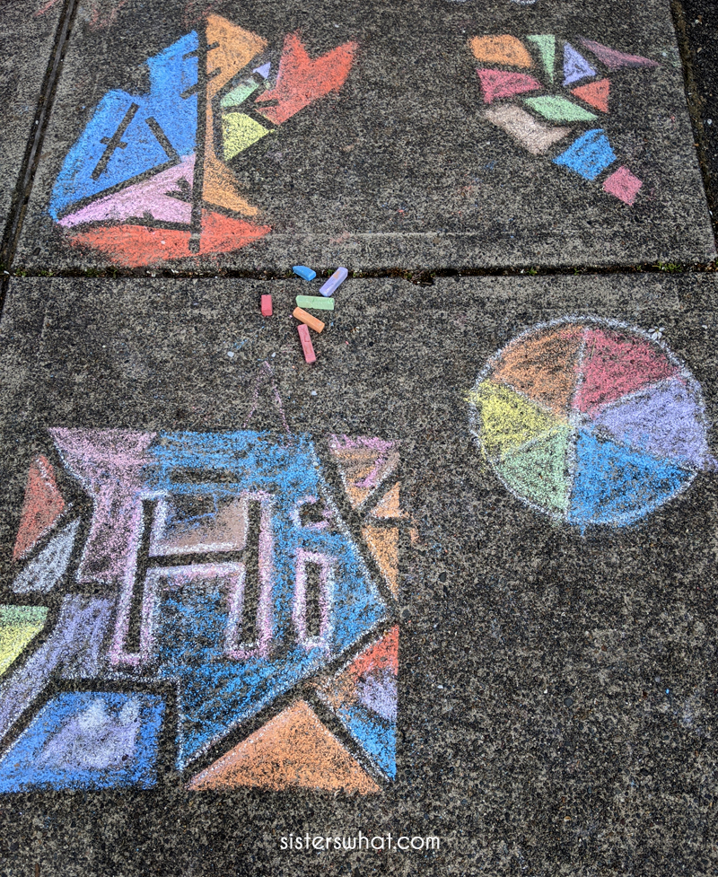 Sidewalk Chalk Art with Painters Tape Sisters, What!