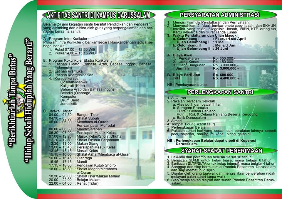 Info Pendaftaran Santri Baru Pondok Pesantren Darussalam Info Pesantren Terlengkap