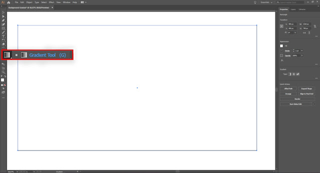 Pilih Gradient Tool untuk membuat gradasi warna di Adobe Illustrator