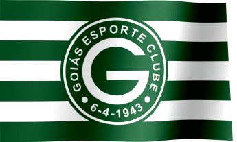 The waving flag of Goiás Esporte Clube with the logo (Animated GIF) (Bandeira de Goiás)
