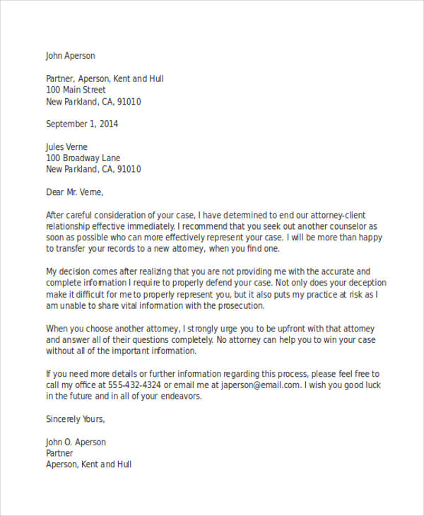 Attorney Termination Letter Template ~ Resume Letter