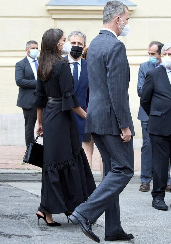 Queen Letizia wore a new black drago denim shirt dress from Leyre Doueil