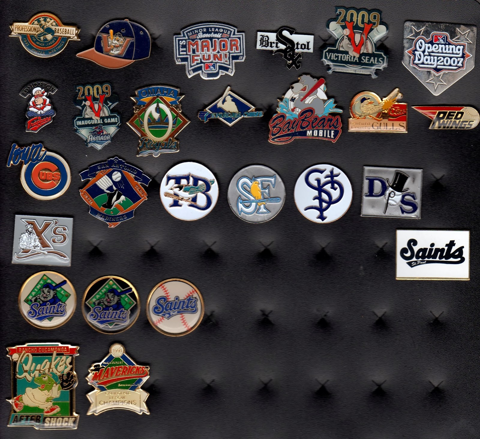 baseball pin collection display collecting Minor league baseball pins