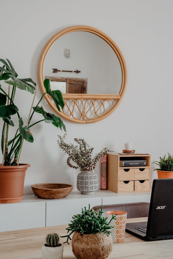 espejo de mimbre, muebles de mimbre, decorar con mimbre, comprar mimbre, mimbre barato, 