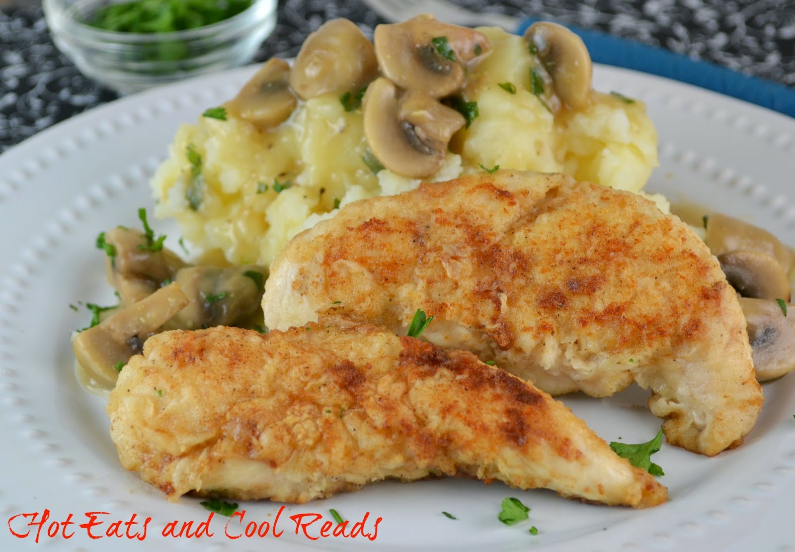 Hot Eats and Cool Reads Pan Fried Chicken Tenderloins with Mushroom