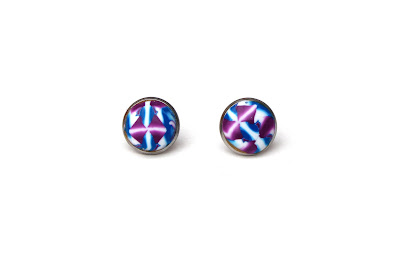 bijoux polymere boucles oreilles stenna geometrie bleu violet blanc