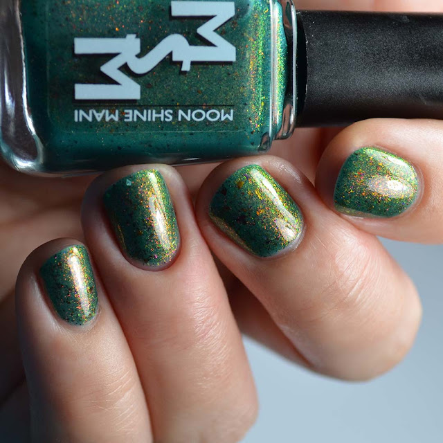 green nail polish with color shifting shimmer swatch
