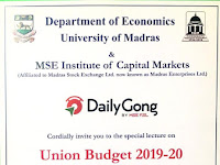 Chief Guest V. Nagappan   Union budget 2019-20 department of Economics university of Madras July 10 2019 10 30