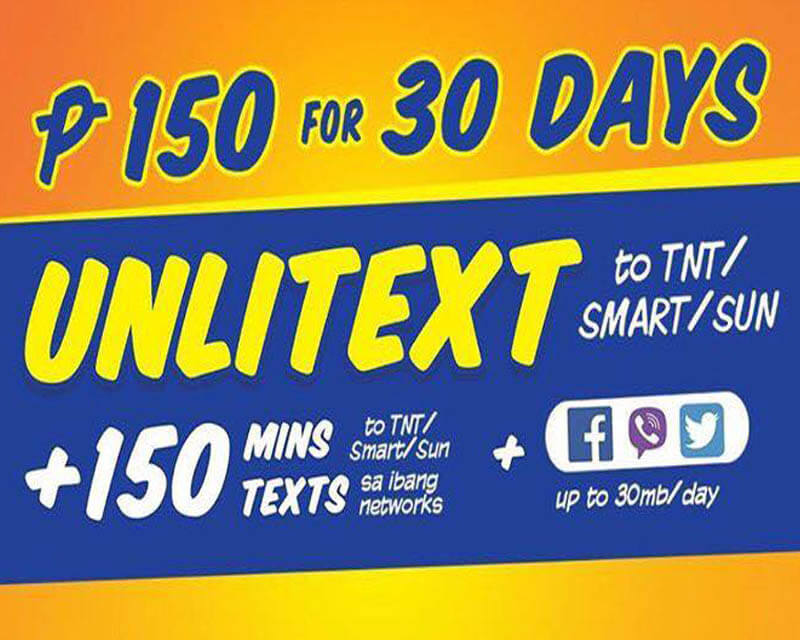 TNT U150 - 30 Days Unlitext, 150 Minutes Call + 30MB/day ...