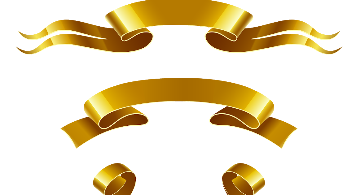 Web banner Ribbon Euclidean, Gold ribbon banner material, gold ribbon
