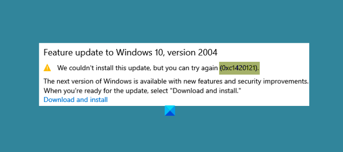 오류 0xc1420121, Windows 10 기능 업데이트를 설치할 수 없습니다.
