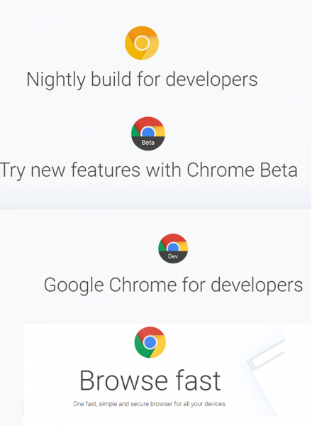 Versiones o canales estables, beta, para desarrolladores y Canary de Chrome