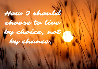 How I should choose to live by choice not by chance.