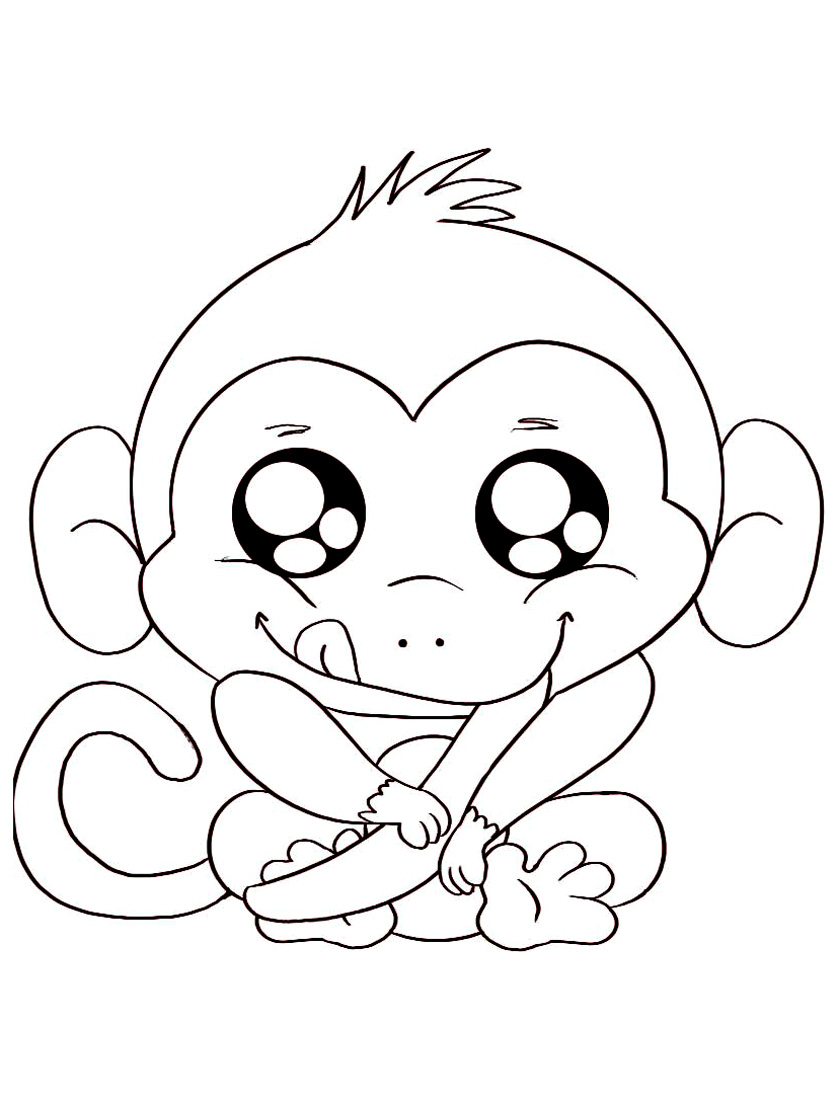 Tranh tô màu con khỉ bé