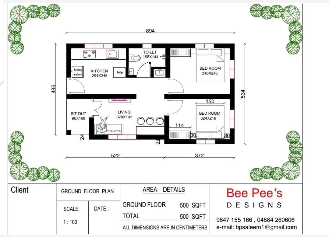 2 Bedroom Budget Small Plot Home In 500 Sqft With Free Plan Kerala 2-bedroom-budget-small-plot-home-in-500-sqft-with-free-plan-kerala