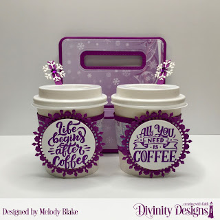 Stamp Set: But First Coffee, Custom Dies: Milk Carton Holder, Mini Coffee Cup Wrapper & Layer, Circles, Fancy Circles, Christmas Dove, Paper Collection: Christmas 2019, Other: Mini Coffee Cups