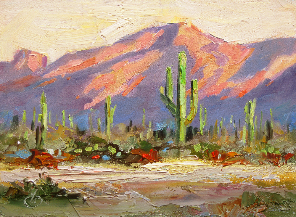 TOM BROWN FINE ART SAGUARO CACTUS, DESERT, CAMELBACK MOUNTAIN, PHOENIX
