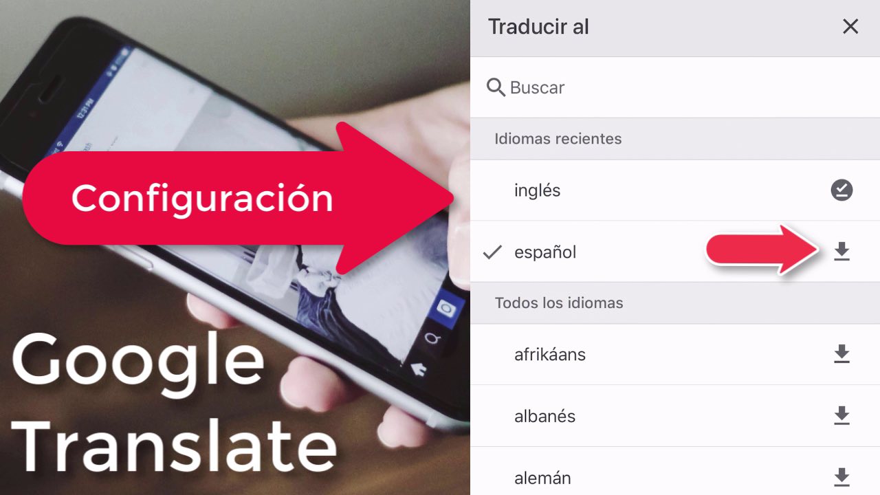 Traductor de inglés a español con cámara o foto sin usar (App