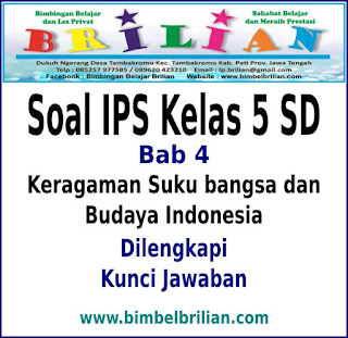 Download Soal IPS Kelas 5 SD Bab 4 Keragaman Suku bangsa dan Budaya Indonesia Dan Kunci Jawaban