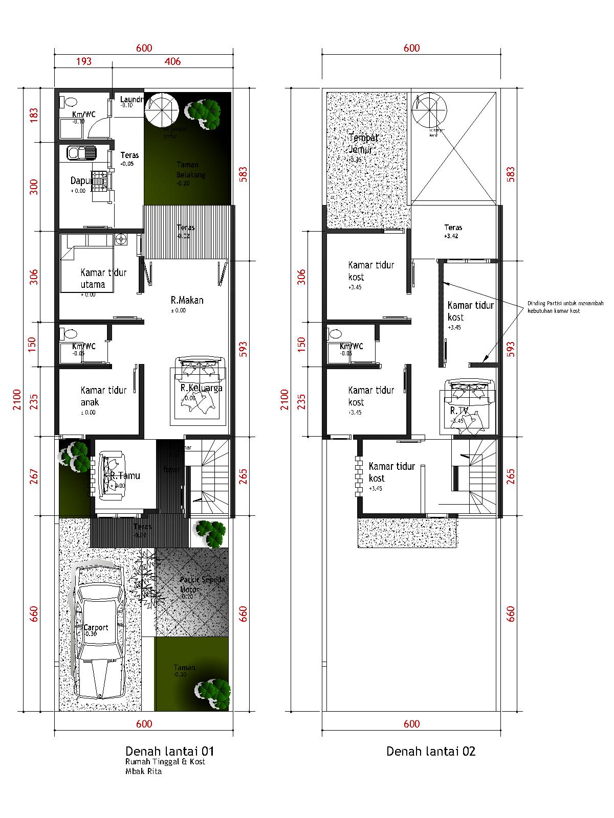  Denah NEW DENAH KOS KOSAN KAMAR MANDI DALAM