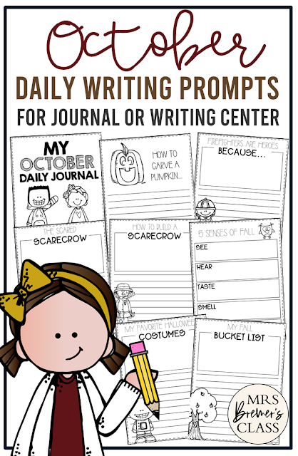 October writing templates for daily journal writing or a writing center in Kindergarten First Grade Second Grade