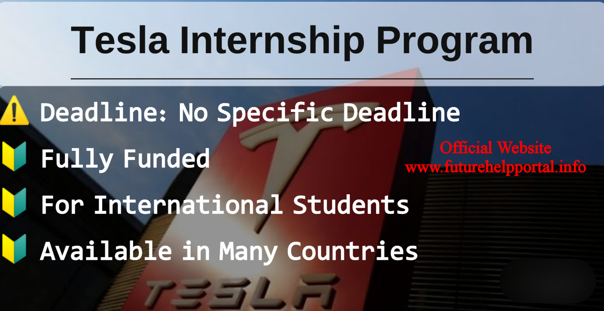 Tesla Internship Program 2021 Fully Funded Presented by Future Help