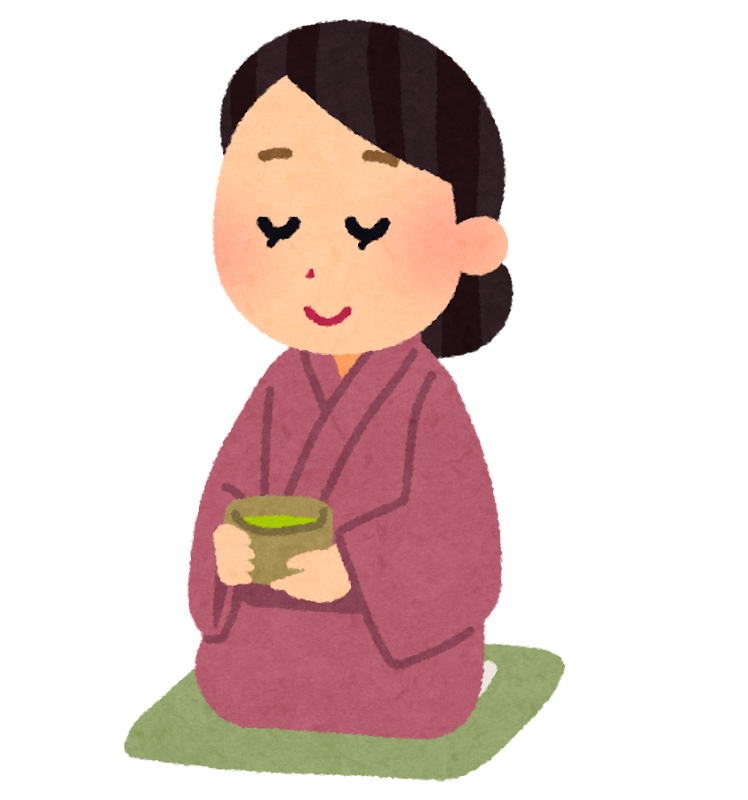 無料イラスト かわいいフリー素材集 お茶を飲む女性のイラスト 茶道