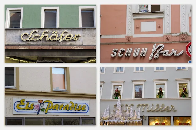 Old-Fashioned Neon Signs in Regensburg Germany