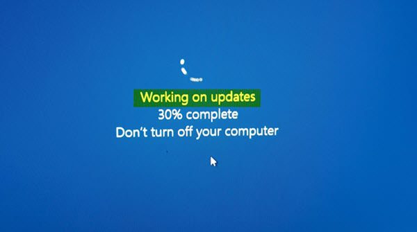 Windows 10이 업데이트 작업 중 멈춤