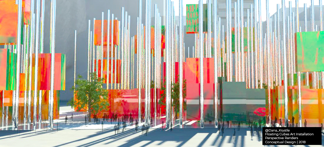 Floating Cubes Art Installation Concept Project Dana Krystle's