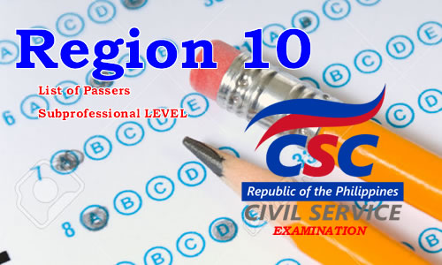 List of Passers Region 10 August 2017 CSE-PPT Subprofessional Level