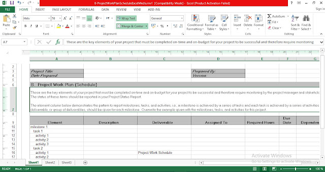 Project Work Schedule Excel Template