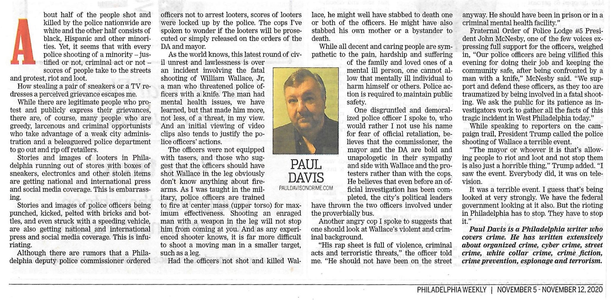 Paul Davis On Crime My Philadelphia Weekly Crime Beat Column A Philly Form Of Protest
