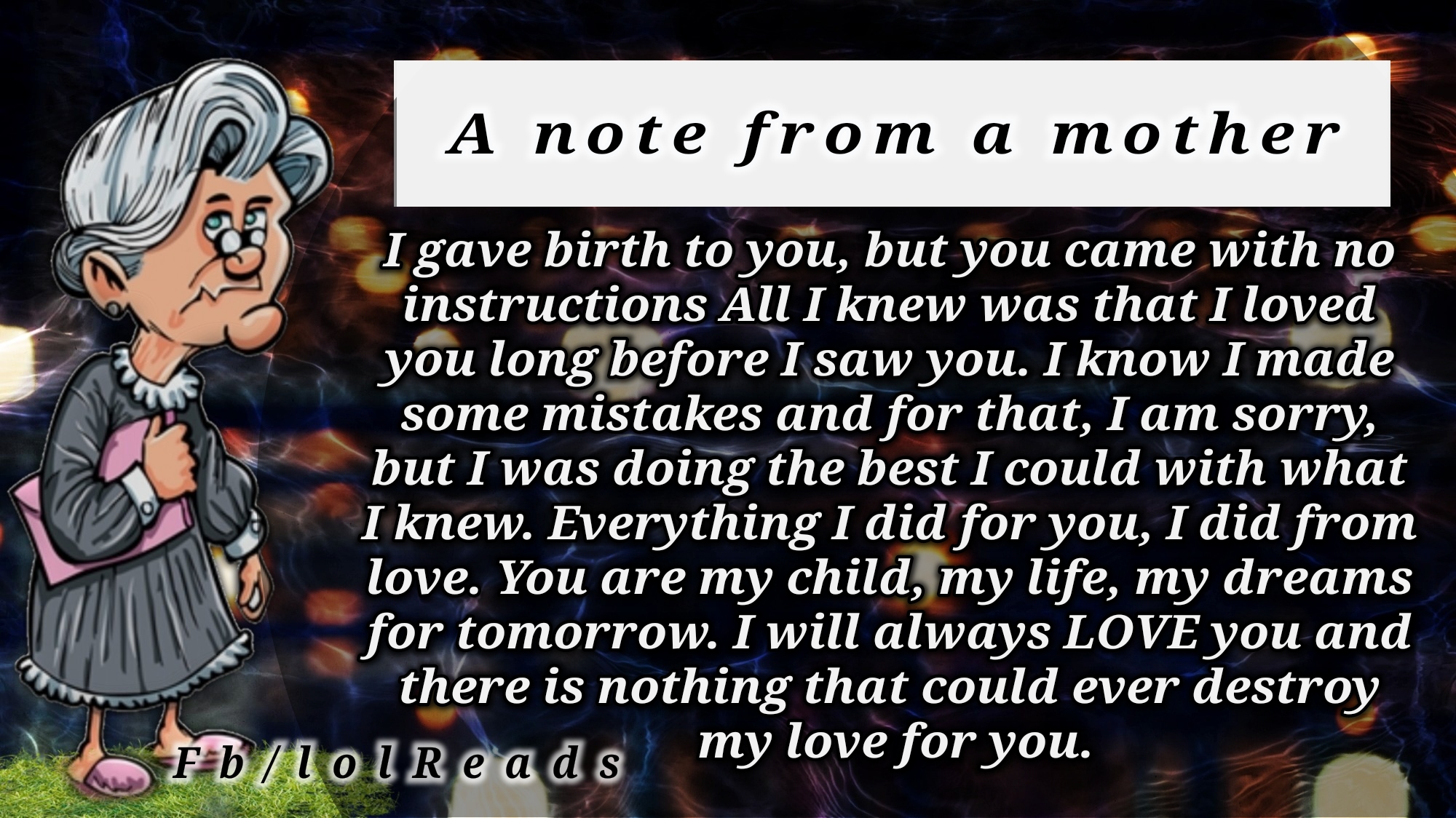 A note from a mother.