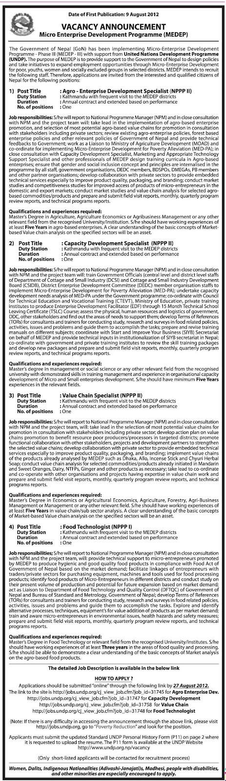 Job Vacancy Micro Enterprise Development Programme Phase III MEDEP job-vacancy-micro-enterprise-development-programme-phase-iii-medep