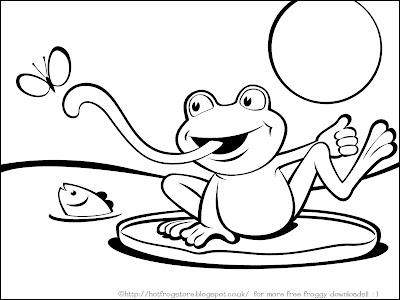 black and white illustration of froggy catching insects