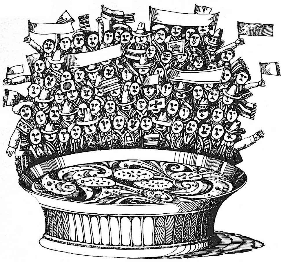 1968 advertising illustration a 1968 advertising illustration for spicy Mexican dip or soup
