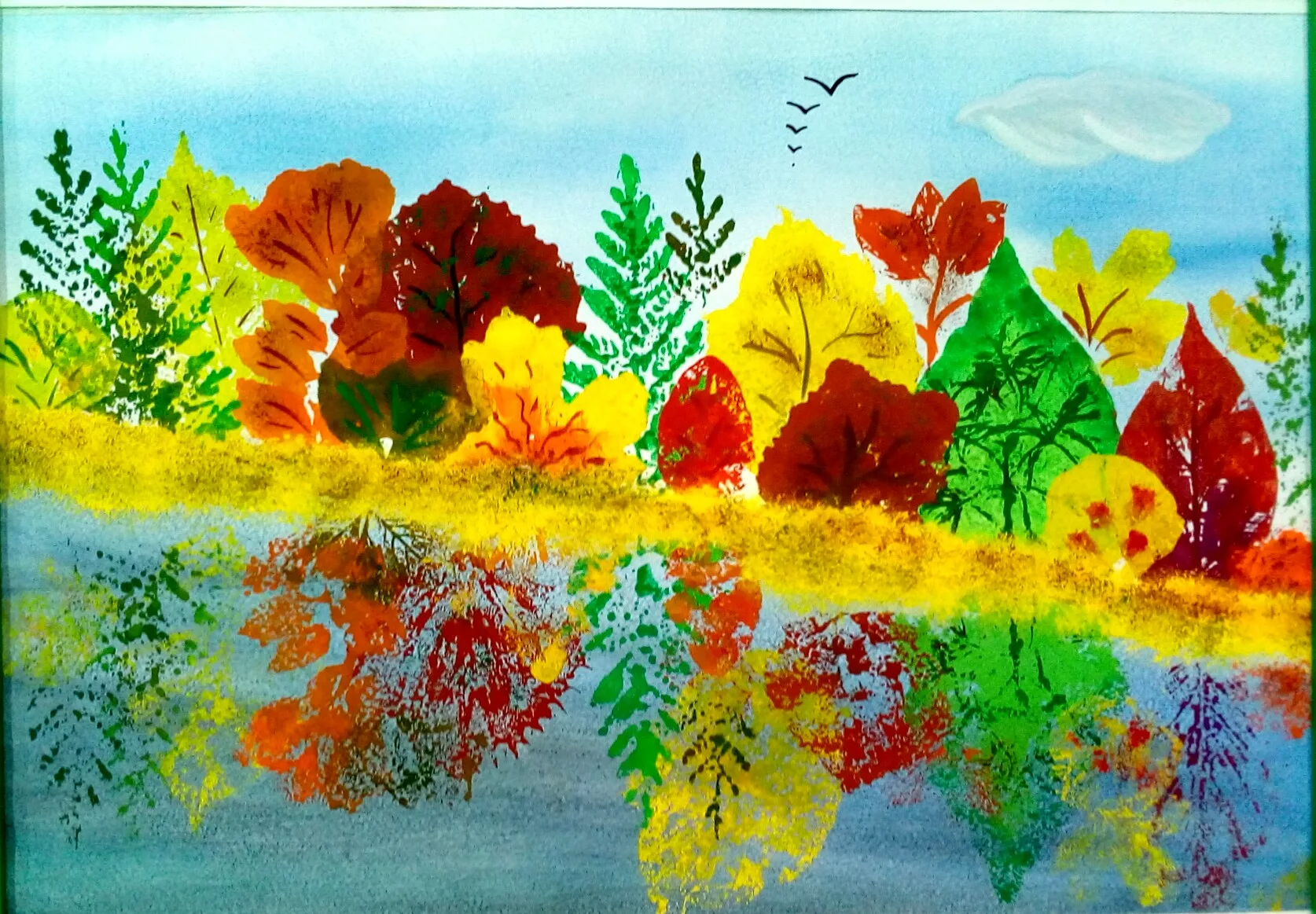 Вот и пришла разноцветная осень. Нетрадиционное рисование. Рисунок на тему осень. Нетрадиционная техника рисования. Рисование для дошкольников.